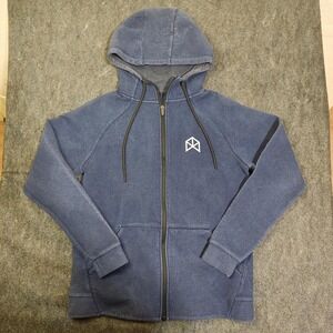 BMFIT Mens Small Navy Blue Heather Gym Full Zip Hoodie Sweatshirt Athletic